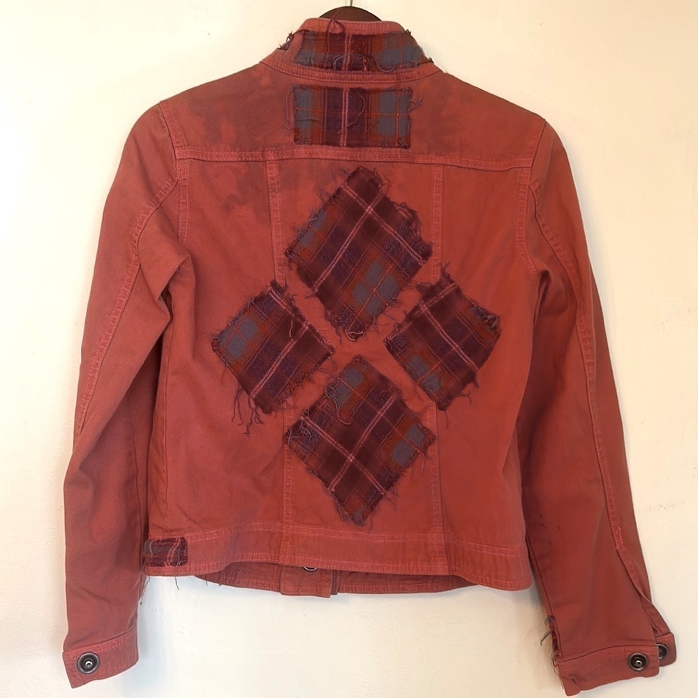 Upcycled Plaid Patched Dystopian Style Jacket